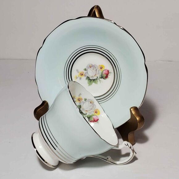 Paragon Teacup and Saucer Blue Vintage - Picture 5 of 10